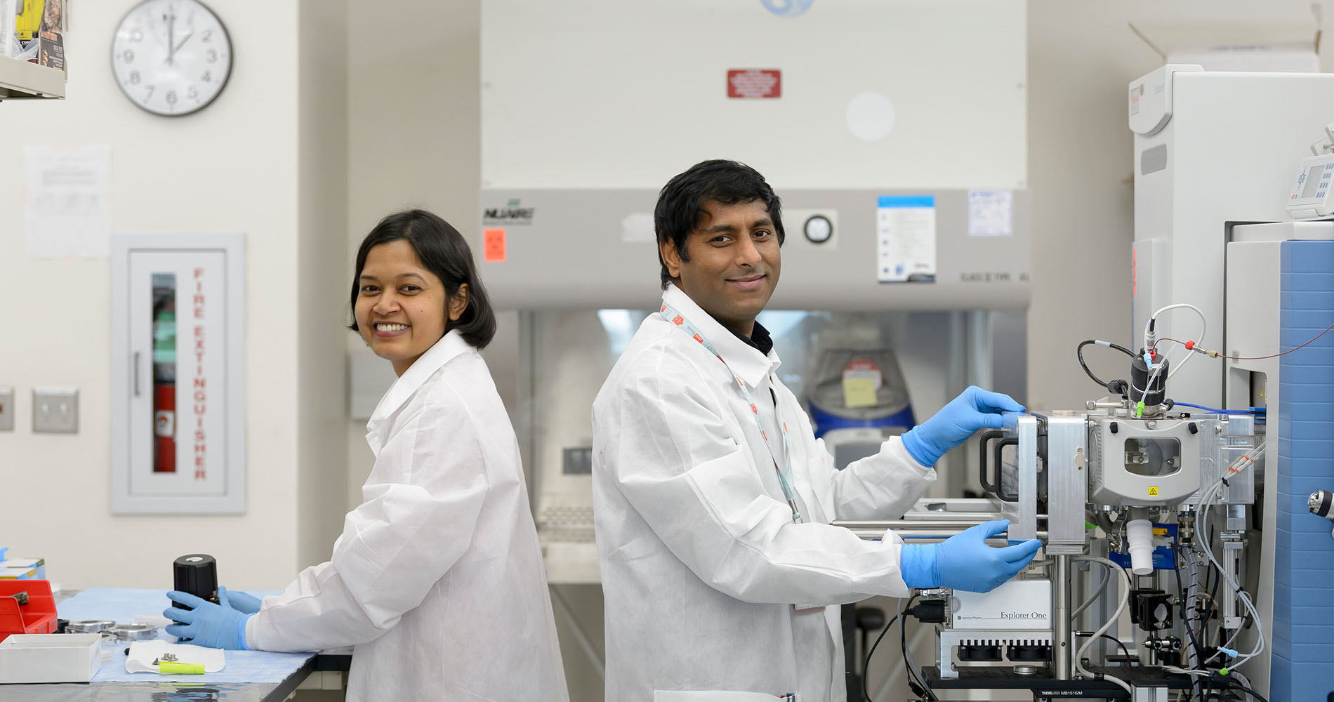 Two GSBS Research students in a laboratory