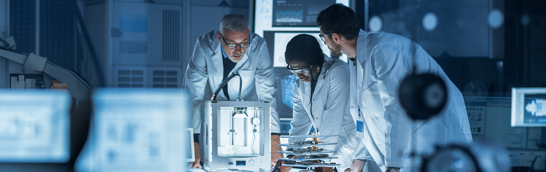 Scientist working together in a lab space