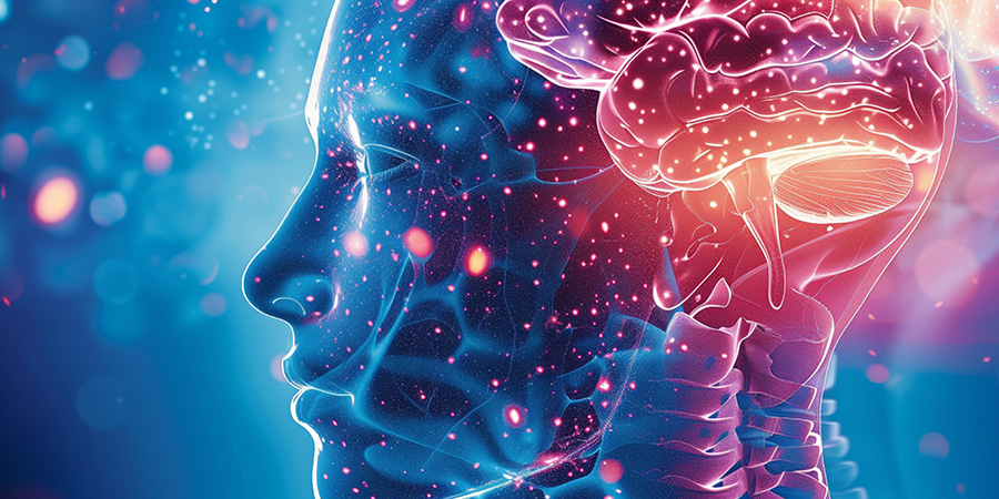 A digital illustration depicting human brain activity, showcasing neural connections and advanced neuroscience in a vibrant, futuristic style.