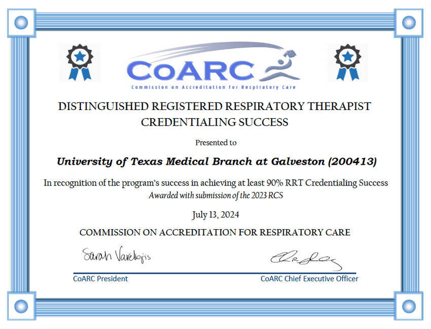 Certificate of Success from CoARC
