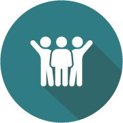 three people graphic