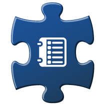 Teal puzzle piece with phone book icon