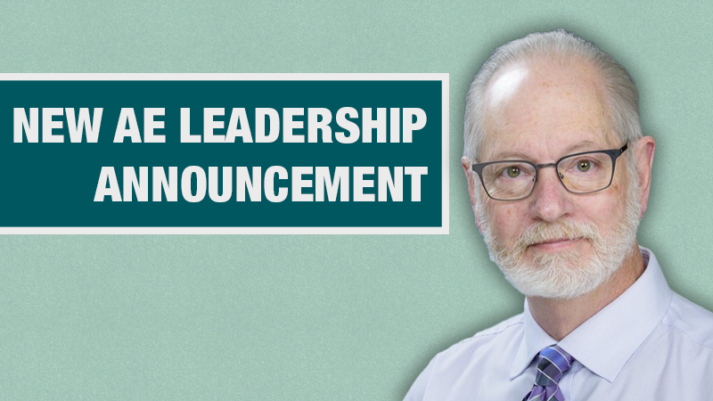 Michael Whitehead on a light teal background with a dark teal banner that says New AE Leadership Announcement